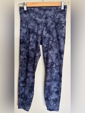 Athleta XSP Blue Tie Dye 7/8 Leggings Petite High Rise Workout Yoga Pants